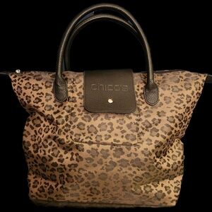 Chico's Leopard Print Foldable Tote